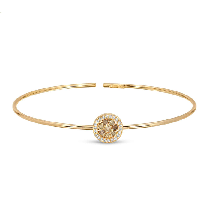 “Valérie” 14-karat gold bangle with diamond medallion