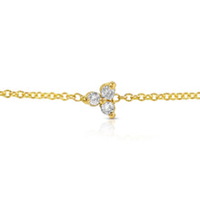 Load image into Gallery viewer, “Ella” 14-karat gold three-stone diamond bracelet