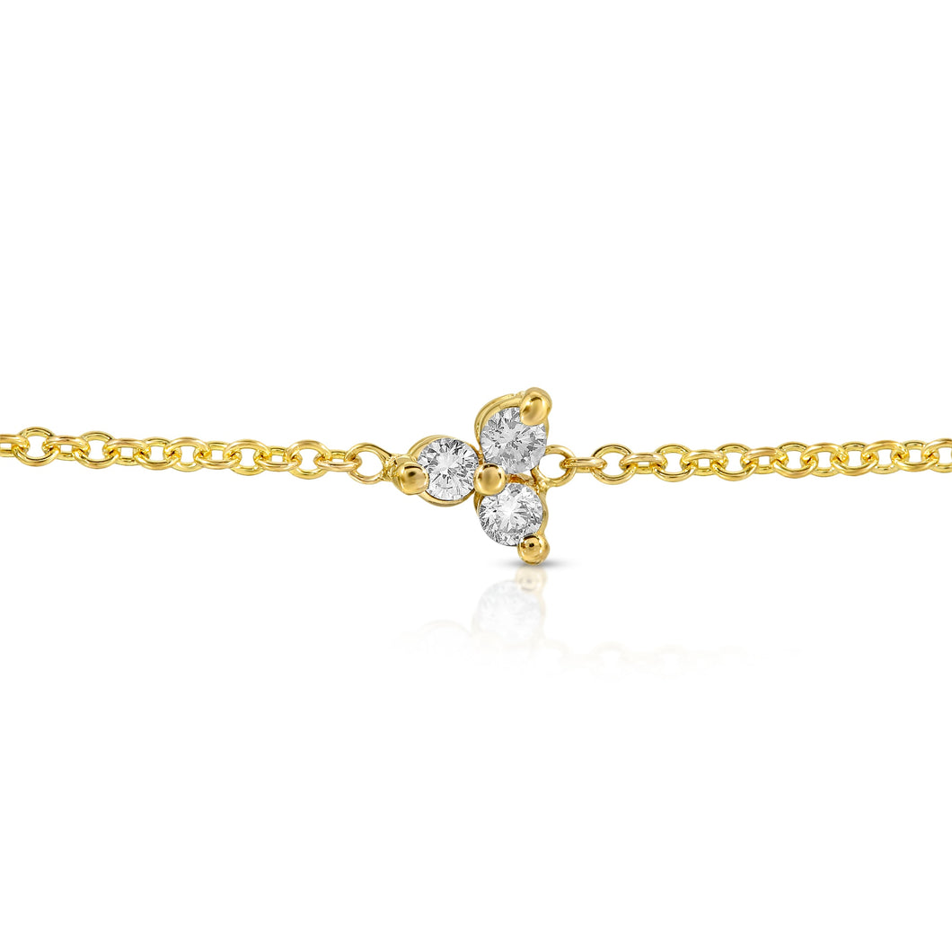 “Ella” 14-karat gold three-stone diamond bracelet