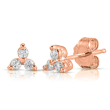 Load image into Gallery viewer, “Ella” 14-karat gold three-stone earring with diamonds