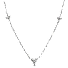 Load image into Gallery viewer, “Ella” 14-karat gold three-stone three station necklace with diamonds