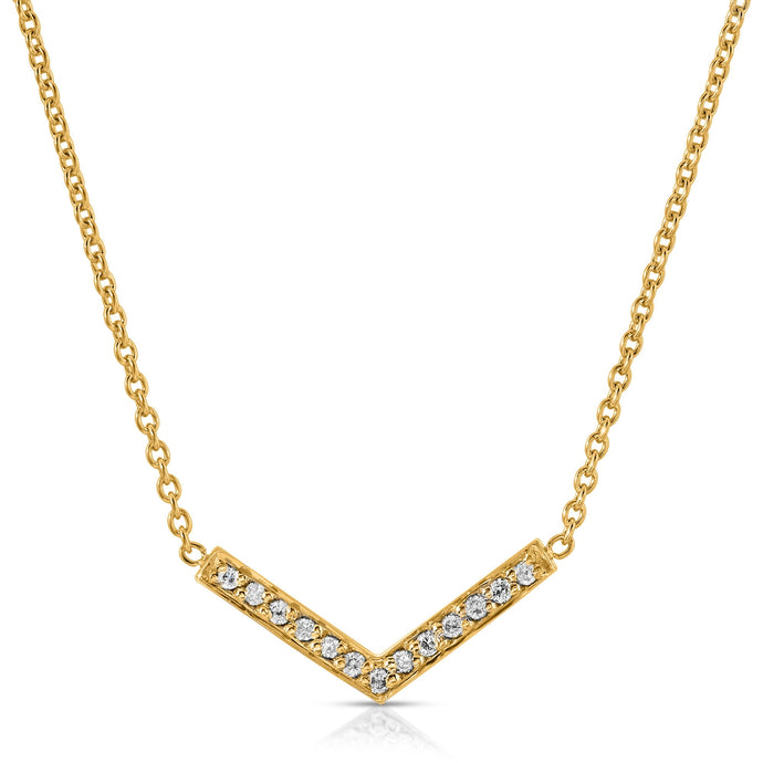 “Valérie” 14-karat gold V necklace with diamonds