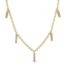 Load image into Gallery viewer, “Natalie” 14-karat gold mini bar five station necklace with diamonds