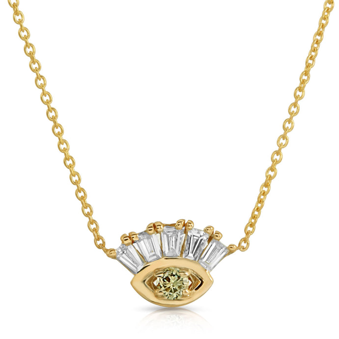 “Tempeste” 14-karat gold eye necklace with diamonds