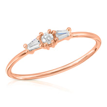 Load image into Gallery viewer, “Le Classique” 14-karat gold three stone ring with diamonds