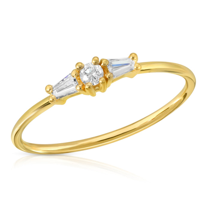 “Le Classique” 14-karat gold three stone ring with diamonds