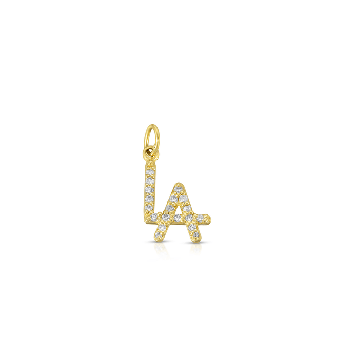 “Les Anges” 14-karat gold Los Angeles charm with diamonds