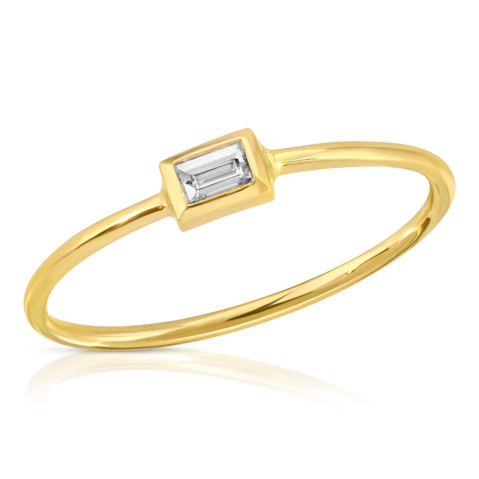 “Le Bohémienne” 14-karat gold stacking ring with baguette diamond