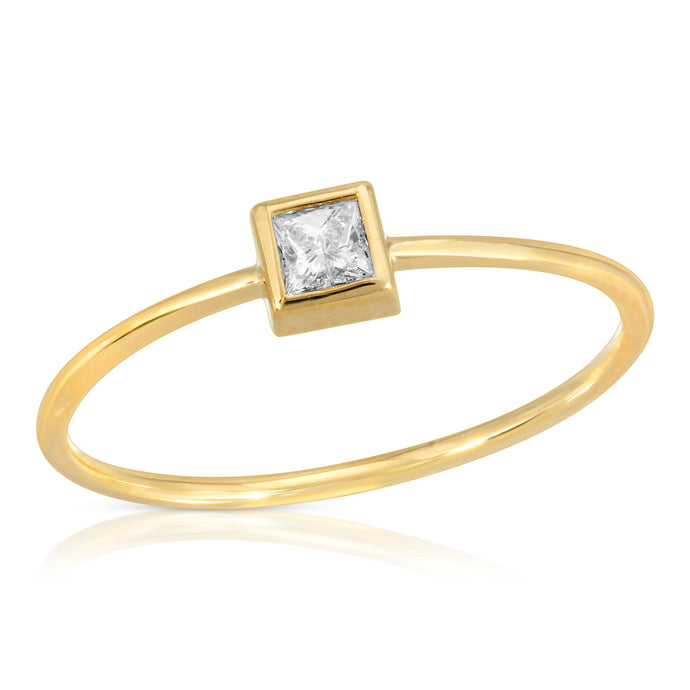 “Le Bohémienne” 14-karat gold stacking ring with princess-cut diamond