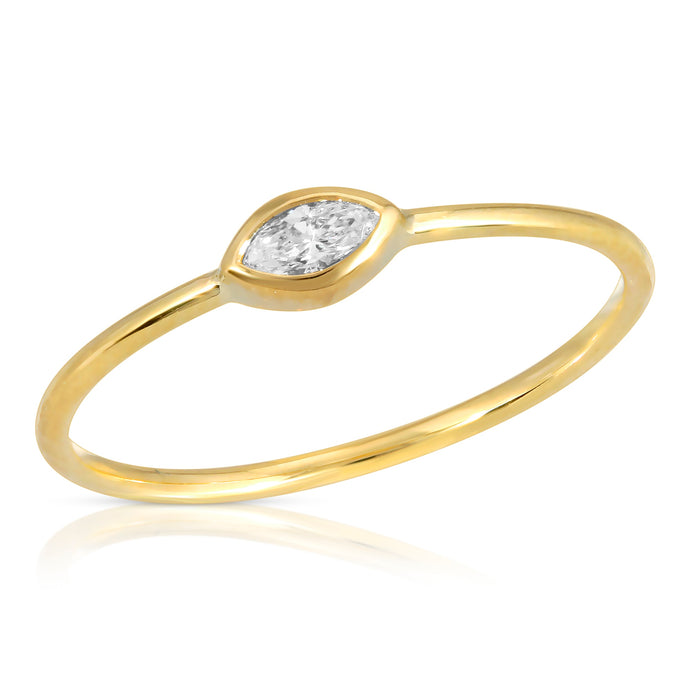 “Le Bohémienne” 14-karat gold stacking ring with marquis diamond