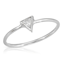 Load image into Gallery viewer, “Le Bohémienne” 14-karat gold stacking ring with triangle-cut diamond