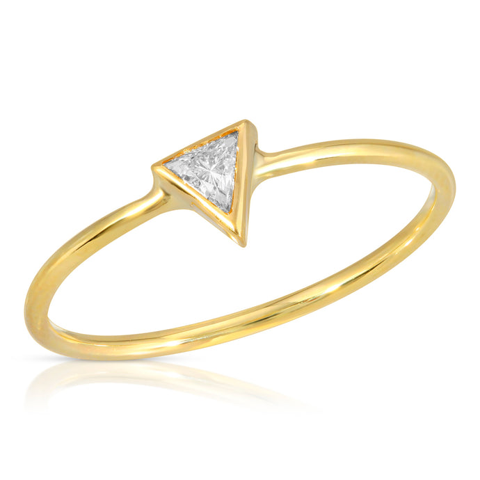 “Le Bohémienne” 14-karat gold stacking ring with triangle-cut diamond