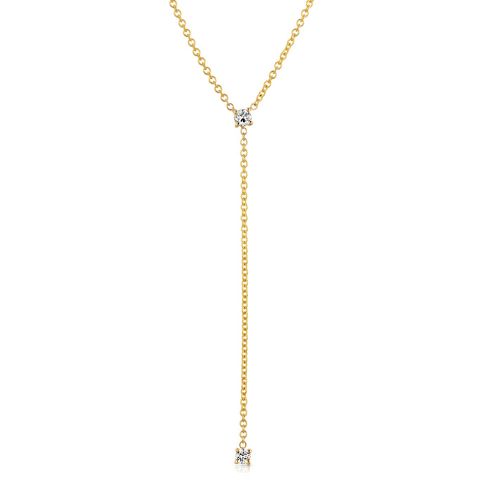 “Giselle” 14-karat gold drop necklace with diamonds