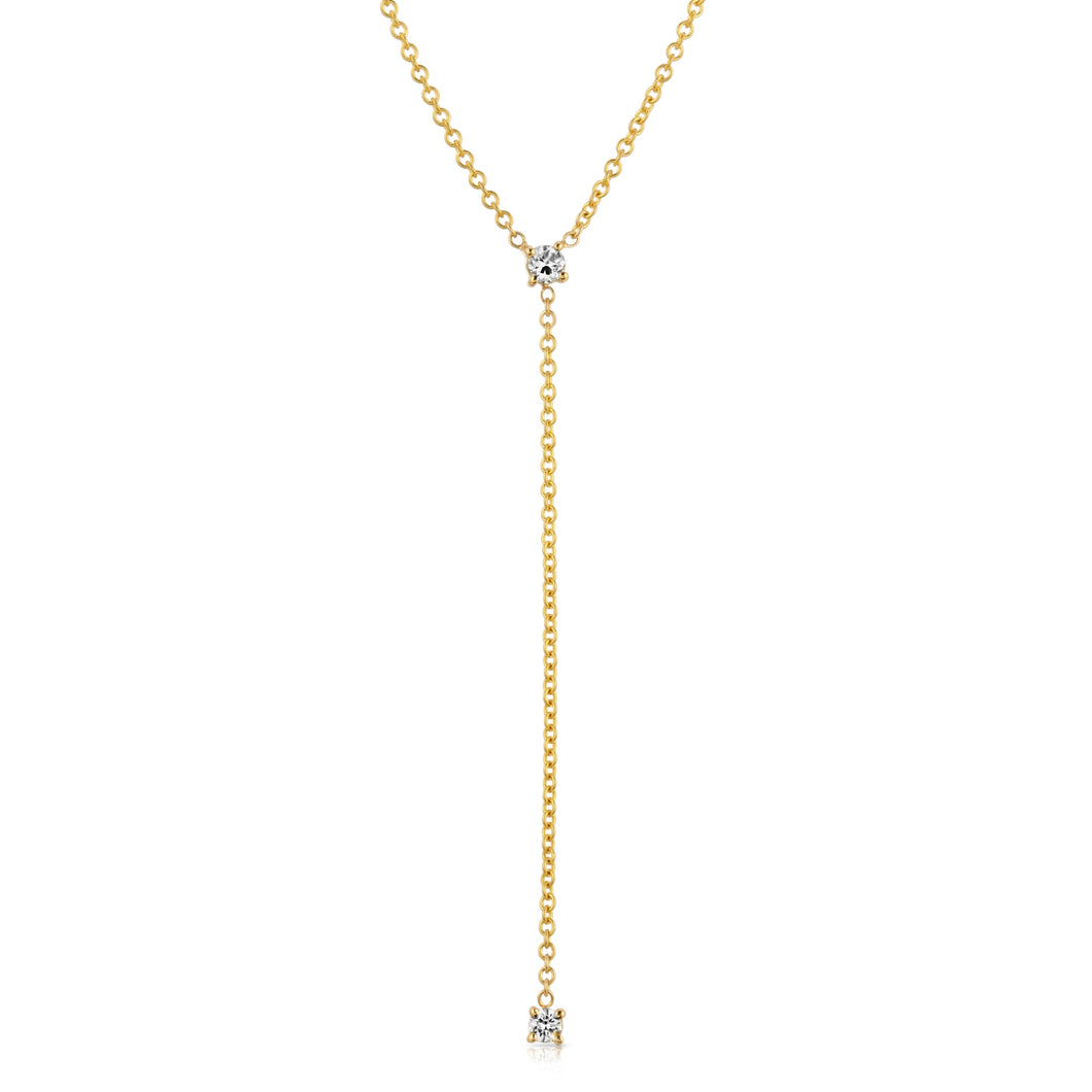 “Giselle” 14-karat gold drop necklace with diamonds