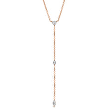 Load image into Gallery viewer, “Genevieve” 14-karat gold drop station necklace with diamonds