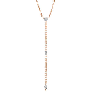 “Genevieve” 14-karat gold drop station necklace with diamonds