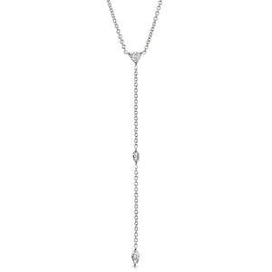 “Genevieve” 14-karat gold drop station necklace with diamonds