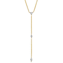 Load image into Gallery viewer, “Genevieve” 14-karat gold drop station necklace with diamonds