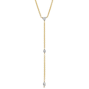 “Genevieve” 14-karat gold drop station necklace with diamonds